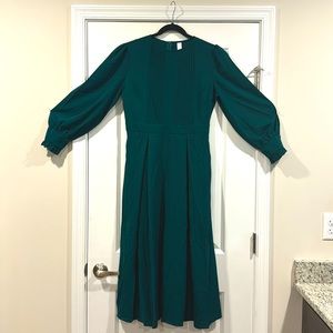 Green Bubble Sleeve Midi Dress (NWOT)